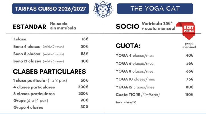 Tarifas 2026/2027